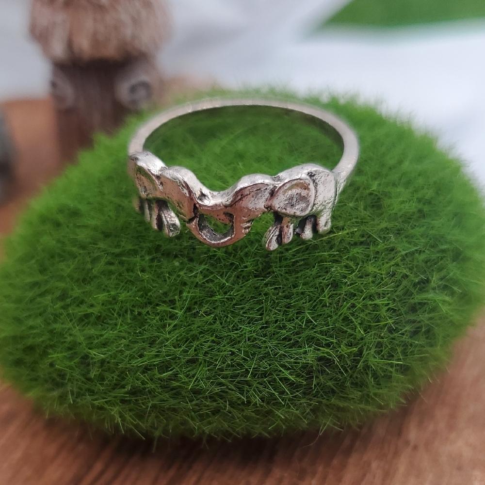 Elephant Couple Ring 925‎ R812 Size 7